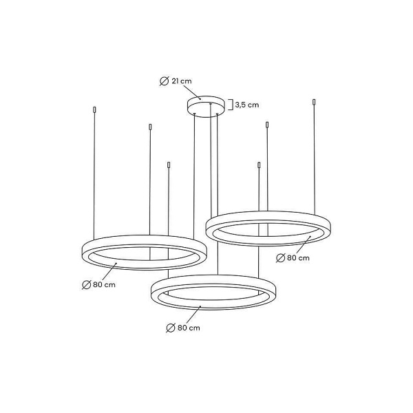 Lampa wisząca RING 80 + 80 + 80 złota na jednej podsufitce - Moosee